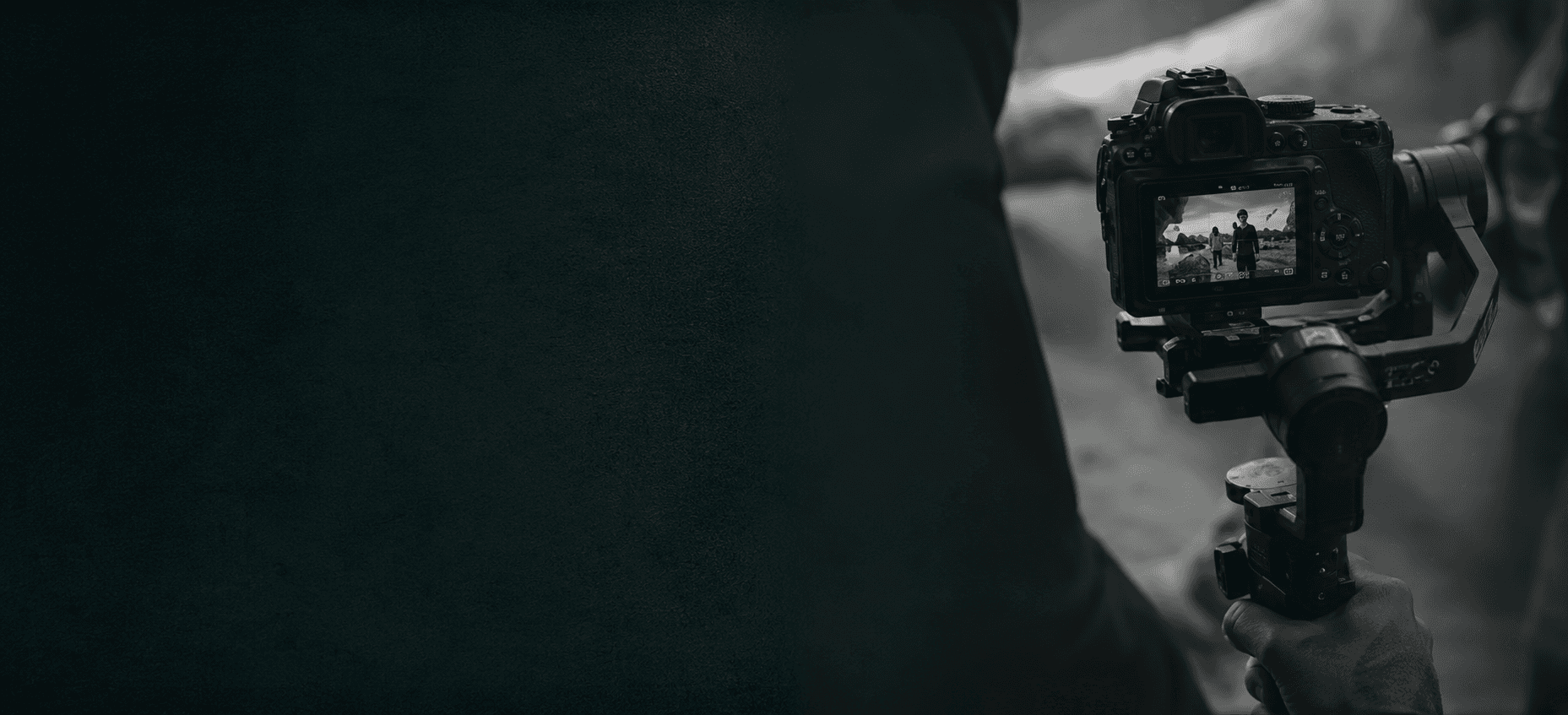 Camera on a gimbal, on-site, black and white