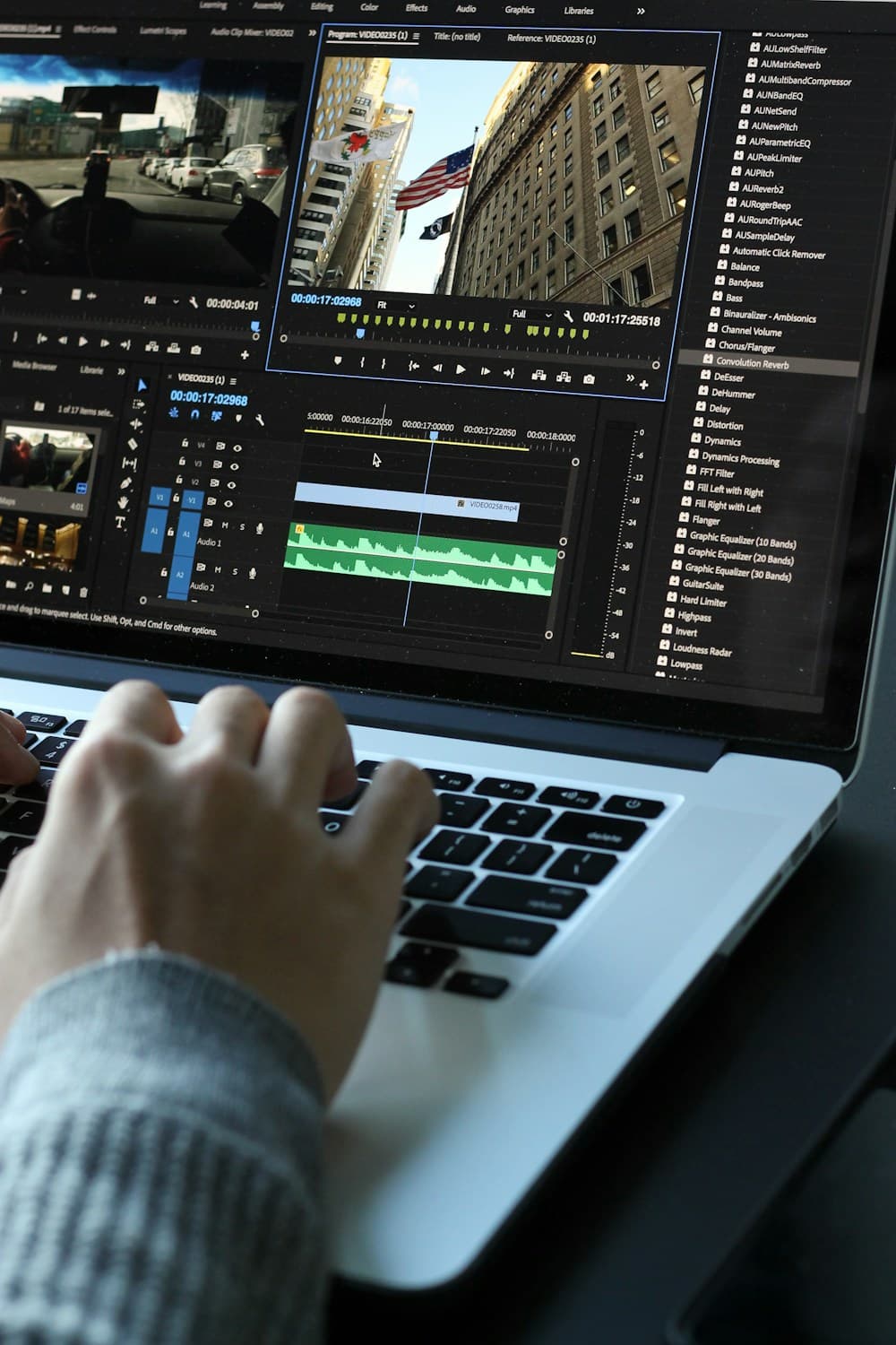 Footage delivery, laptop editing timeline